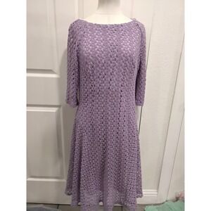 Rabbit Rabbit Designs Lavender Crochet Lace Midi Dress‎ Women's Size 10